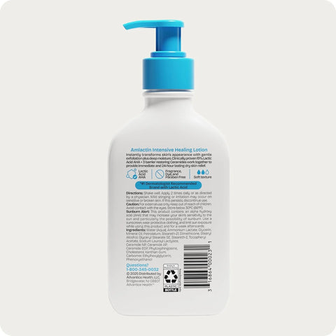 AmLactin Intensive Healing Body Lotion - Therapeutic Lotion for Extremely Dry Skin - No-Scrub Exfoliator with 15% Lactic Acid AHA and Ceramides, 7.9 oz (Pack of 2) (Packaging May Vary)